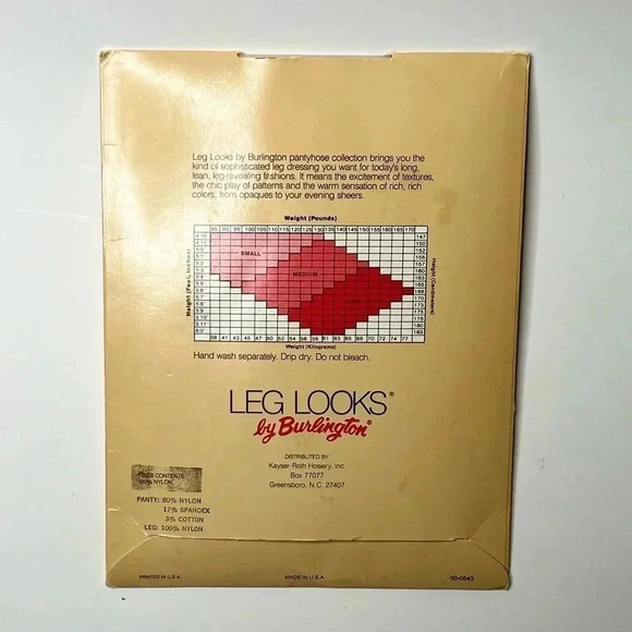 Vintage Leg Looks by Burlington 387 Cream Smoke Sandalfoot S Pantyhose - Picture 2 of 2